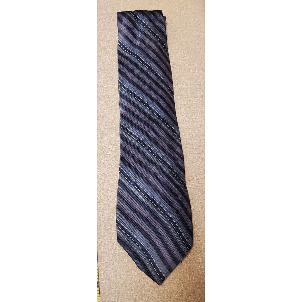 Farentino Ferre Long 100% Silk Blue Gold Handmade Geometric Print Men's Neck Tie